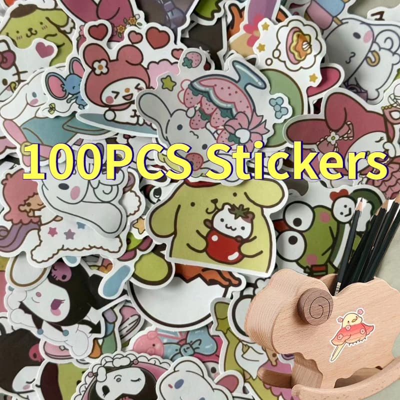 100 Pezzi Adesivi Decorativi Cartoon Anime Carini per Quaderni, Cancelleria, Fai-da-Te, Valigie, Bottiglie d'Acqua, Laptop, Cover per Telefoni