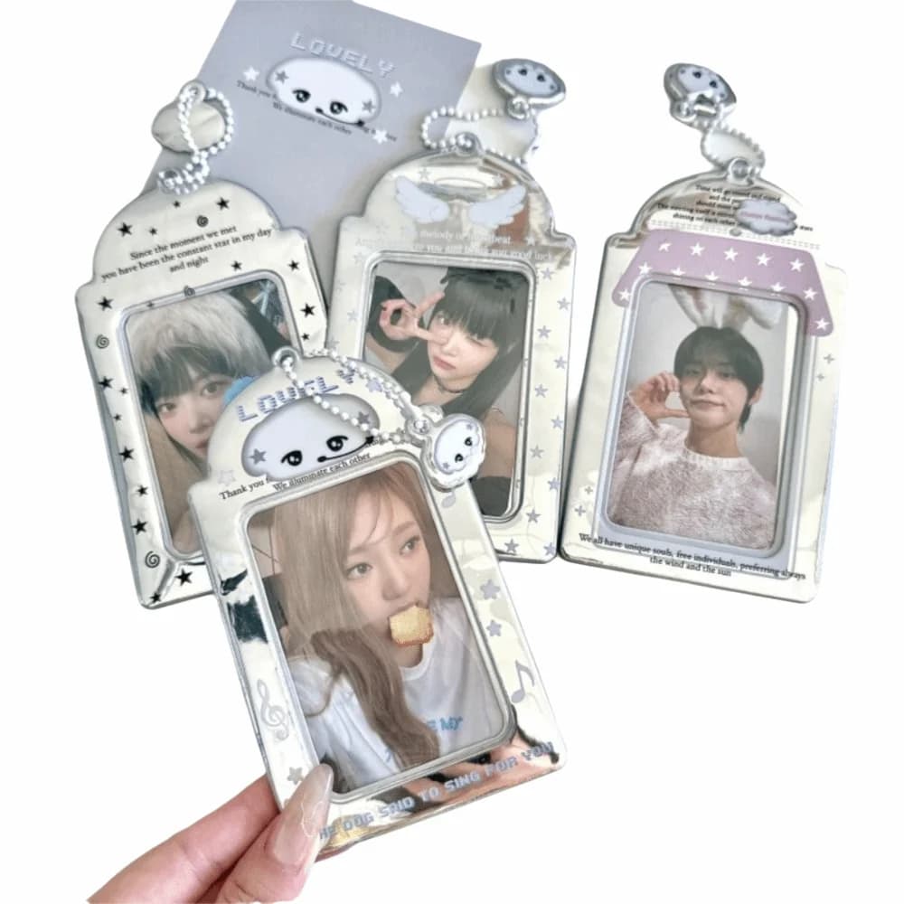 Nuovo Portafoto Kpop da 3 Pollici, Ciondolo Espositore per Foto di Idoli, Cornice Portafoto in PVC Argento