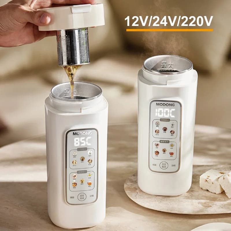 Electric kettle 12V/24V/220V for Home & Car, Multifunction Portable Heating Cup, Mini Travel Teapot for Exterior 650ml