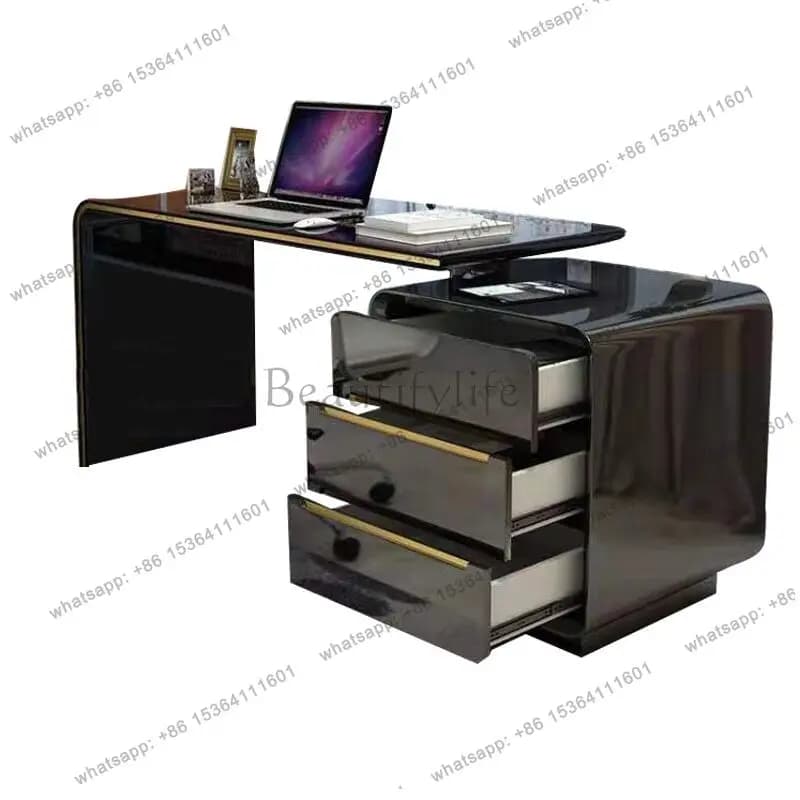 Cassetti portaoggetti per scrivania direzionale di lusso bianco moderno Scrivanie per computer di casa in piedi nere Studio Laptop Escritorio Mobili per ufficio
