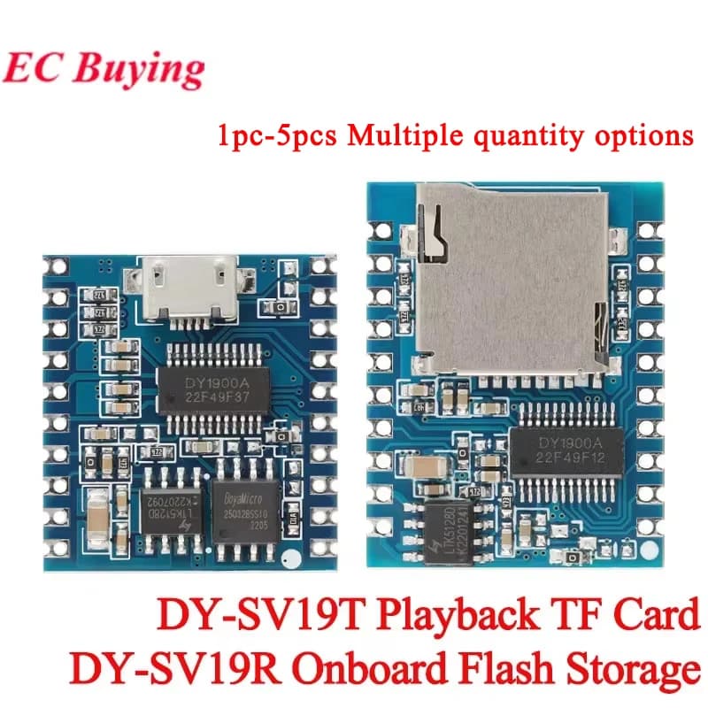 DY-SV19R DY-SV19T Modulo di riproduzione vocale MP3 WAV Decodifica 32Bit 32GB IO Trigger Controllo UART Archiviazione Audio USB Flash Storage Scheda TF