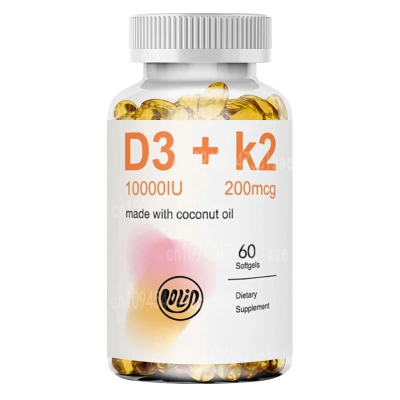 Vitamin D3 K2 200 Micrograms, 60 Soft Cocco Oil Capsules | Supplement 2-in-1, Supports Calcium Absorption, Heart Health