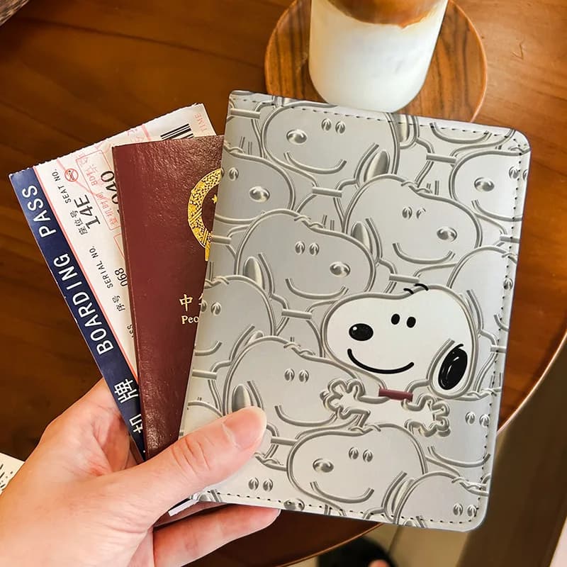 Porta Passaporto Cartoon Snoopys, Custodia Protettiva per Certificati, Borsa Multifunzionale per Carte di Viaggio all'Estero