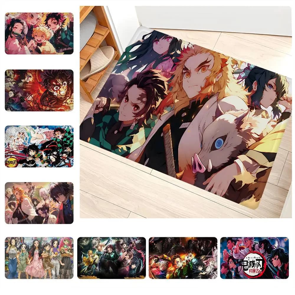 Demon Slayer Entrance door Mat Non-slip Rectangle Home Soft Badmat Inlet door Mat Interior and exterior WC Mat