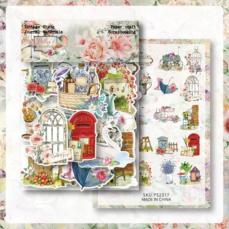 KSCRAFT 40pcs Vintage Stickers Die Cuts Sticker Collection Kit for Scrapbooking Planner/Card Making/Journaling Project