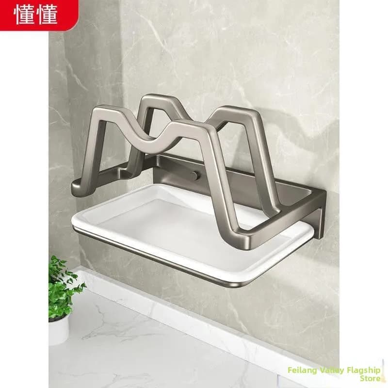 Punch-Free Wall-Mounted Pot Lid Holder Kitchen Storage Rack with Draining Tray Cutting Board Organizer Home Kitchen Supplies