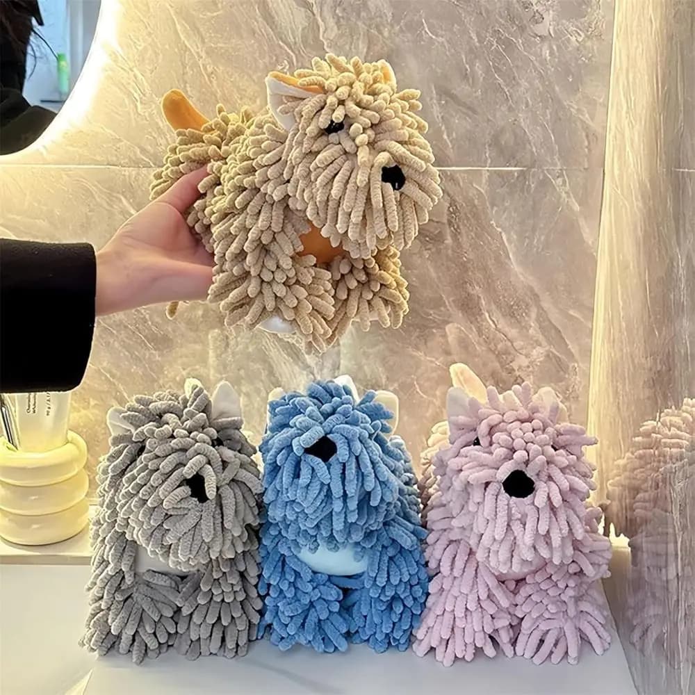 Nuovo morbido asciugamano in ciniglia per cuccioli appeso asciugamano in ciniglia super assorbente soffice design per cani divertente asciugamano
