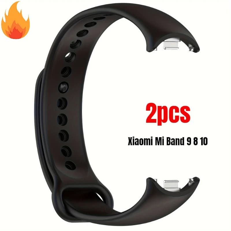 2 pezzi cinturino in silicone per Xiaomi Mi Band 10 9 8 Sport Smart Watch braccialetto da polso cinturino originale 9 Band10 NFC accessori per braccialetti