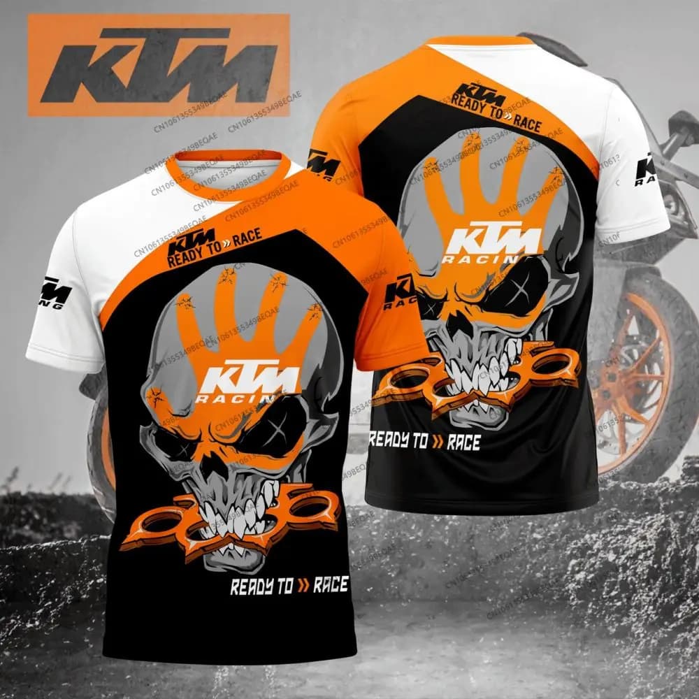 KTM Men's Summer Motorcycle T-Shirt 3D Print Breathable Quick Dry Casual Tee for Motocross Biker Riding Daily Wear S-6XL