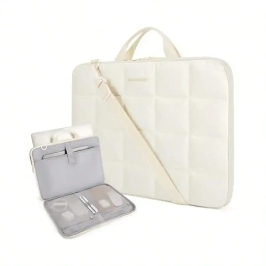 Custodia per laptop da 15-15,6 pollici con tracolla e maniglia, borsa imbottita per laptop da donna, custodia protettiva leggera compatibile con Del
