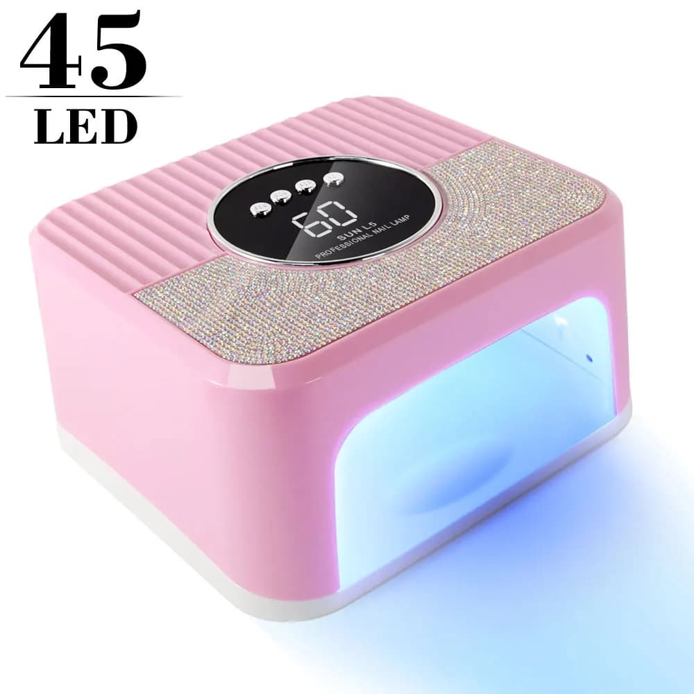 SUN L5 Essiccatore per unghie Lampada per unghie UV professionale 45LED con schermo LCD intelligente Lampada per asciugatura polimerizzazione gel Base rimovibile Strumento per pedicure