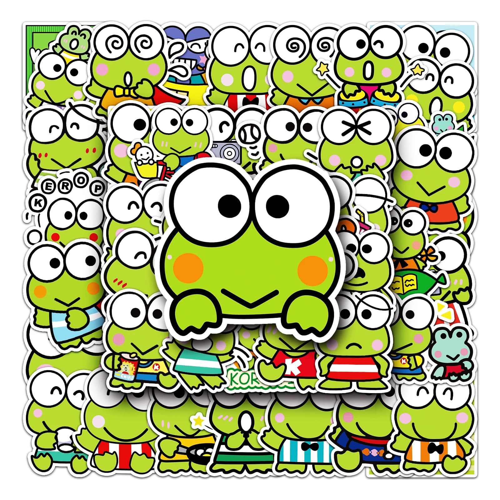 53 pezzi Sanrio Keroppi Cartoon Graffiti adesivi impermeabili per telefoni fai da te notebook auto bici regali