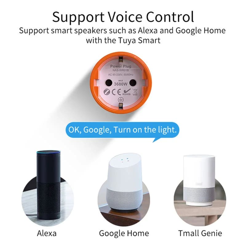 Presa Intelligente Tuya Zigbee 3.0 16A EU con Blocco Bambini, Controllo Remoto Compatibile con Alexa e Google Home