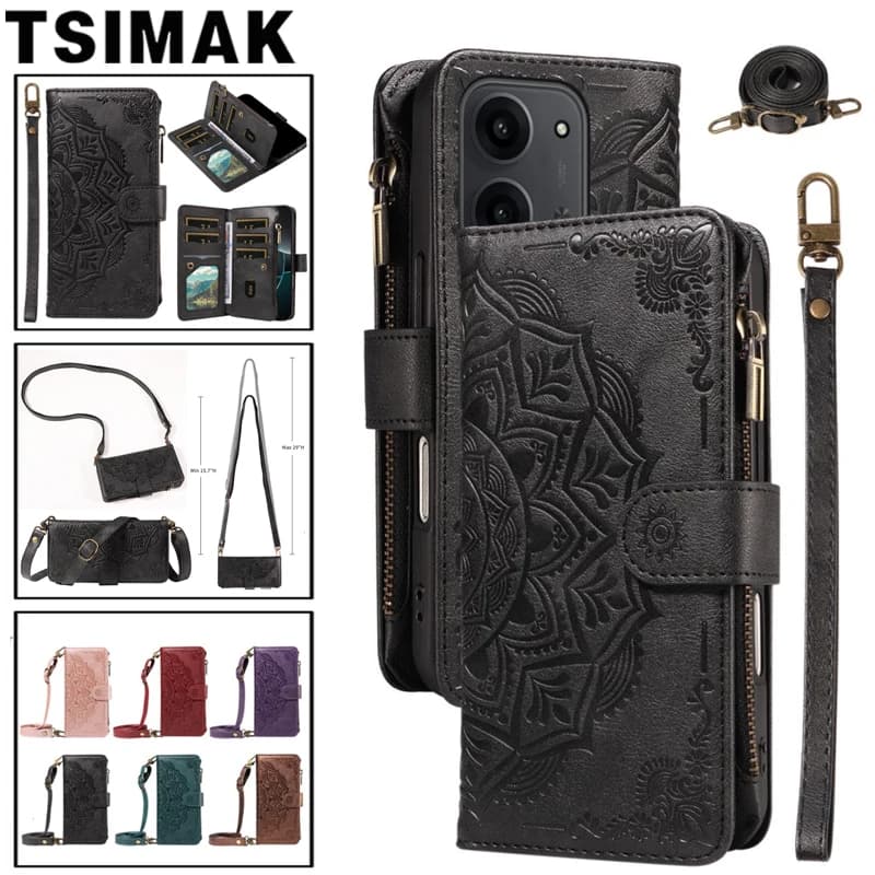 Flip Phone Case For Xiaomi Poco C85 C75 C71 C65 C81 Pro X3 Nfc M3 F3 X4 GT F4 M4 Pro 4G 5G Zipper Leather 9 Card Wallet Cover