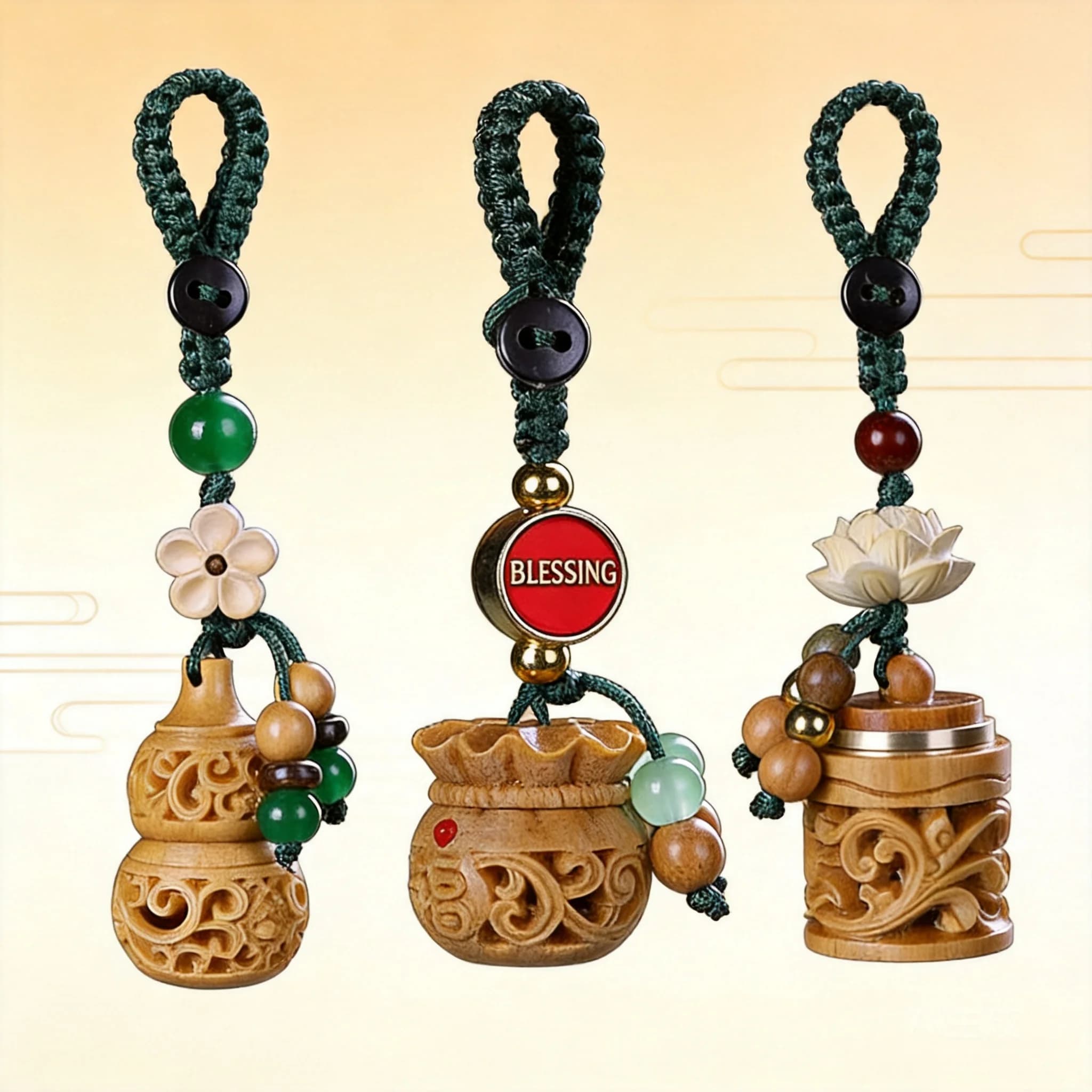 Wooden Hollow Carved Chinese Style Sachet Pendant Portable Aroma Diffuser Key Chain For Bag Backpack Car Interior Decor 2026