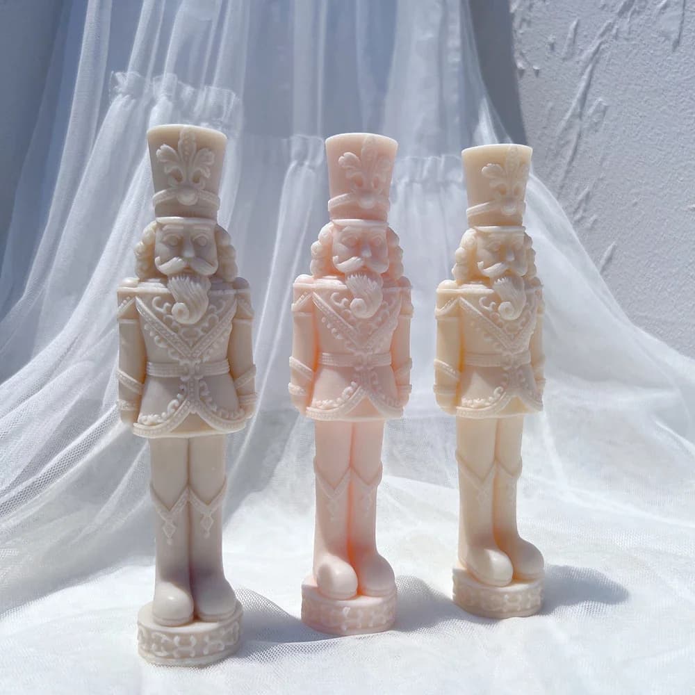 Stampo in silicone per candele a forma di Schiaccianoci, stampo in silicone per decorazioni natalizie, stampo in silicone per cera di soia, ornamenti natalizi fai da te, alce e albero