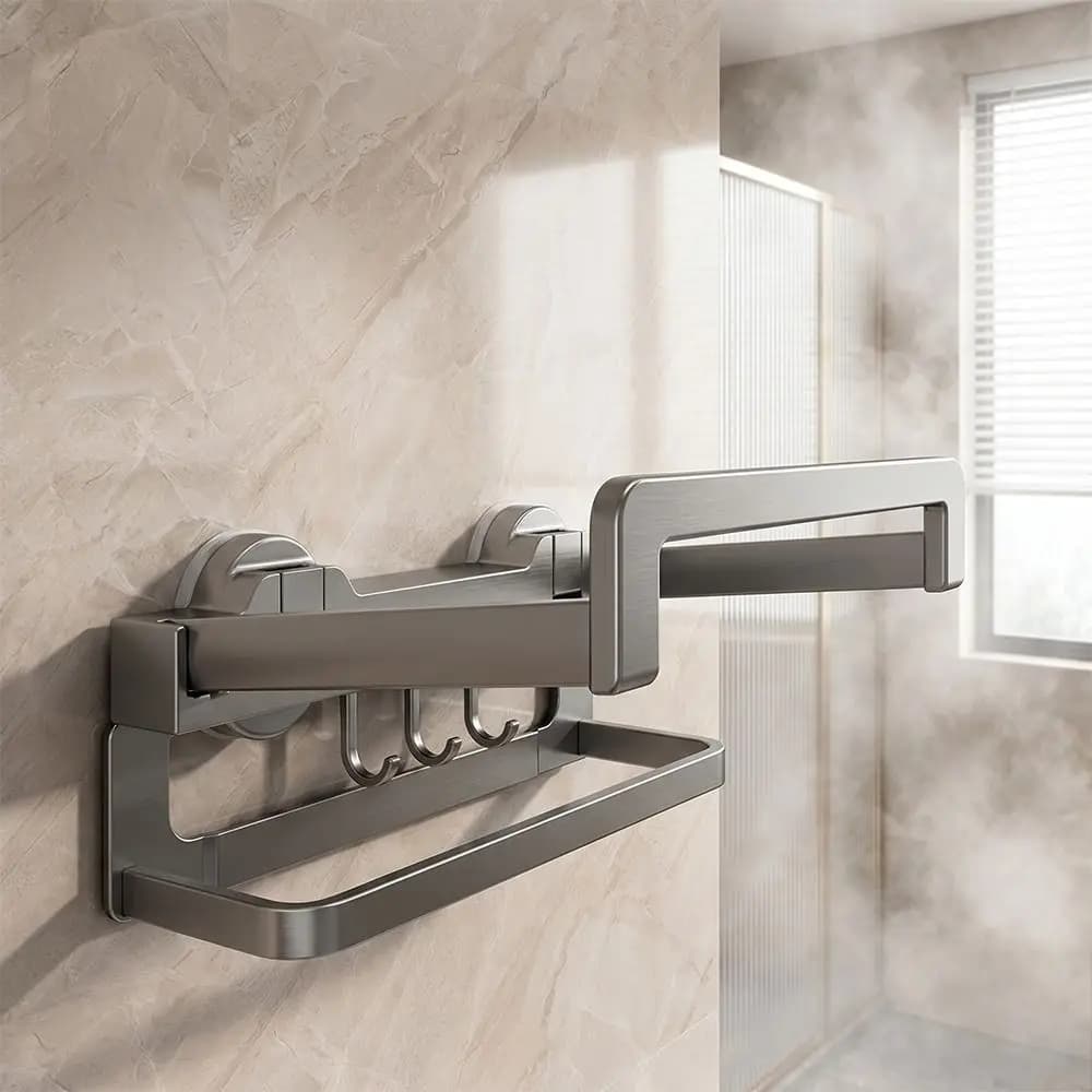 Suction Cup Type Suction Cup Wall Mounted Hook Wall Mounted Folding Wall Mounted Basin Storage Shelf Telescopic Space-Saving