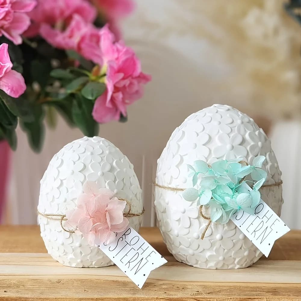 Set di 2 stampi in silicone per uova di Pasqua e palline di fiori | Per ornamenti in resina, candele e gesso, decorazioni per l'atmosfera del desktop domestico,