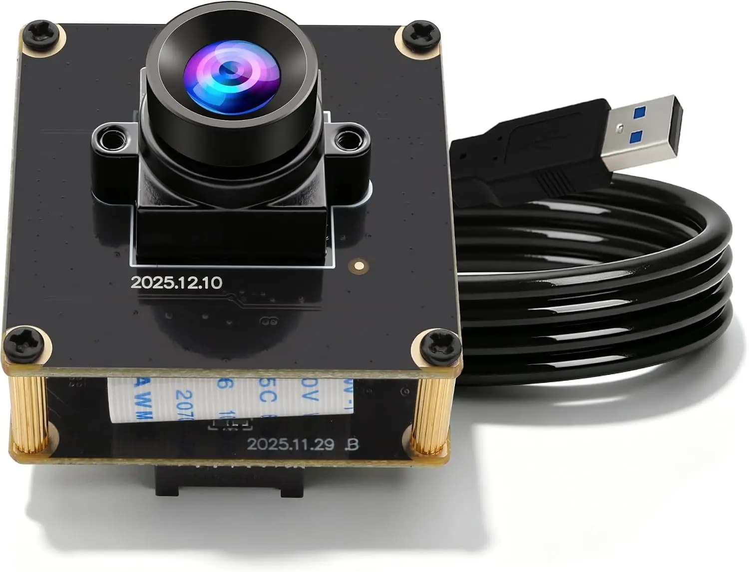 High-Speed 200FPS Global Shutter USB 3.0 Camera Module, Wide Angle 110° Mini Webcam, UVC USB 3.0/2.0 PC Camera, 1200P HD at 120fps / 200fps for Laptop, Lightburn Use