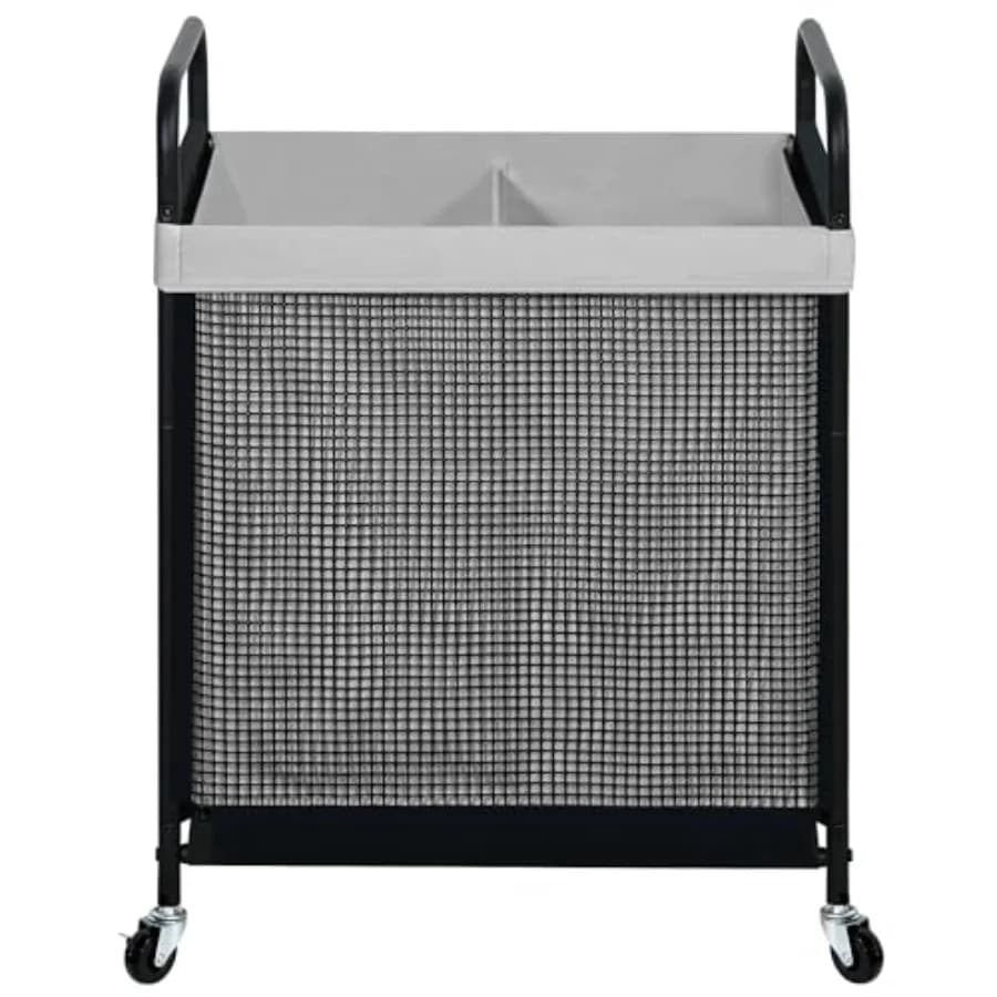 Laundry Hamper 2 Section, 100L Rolling Laundry Sorter Cart with Removable and Washable Liner Bag, Clothes Hamper with Wheels an