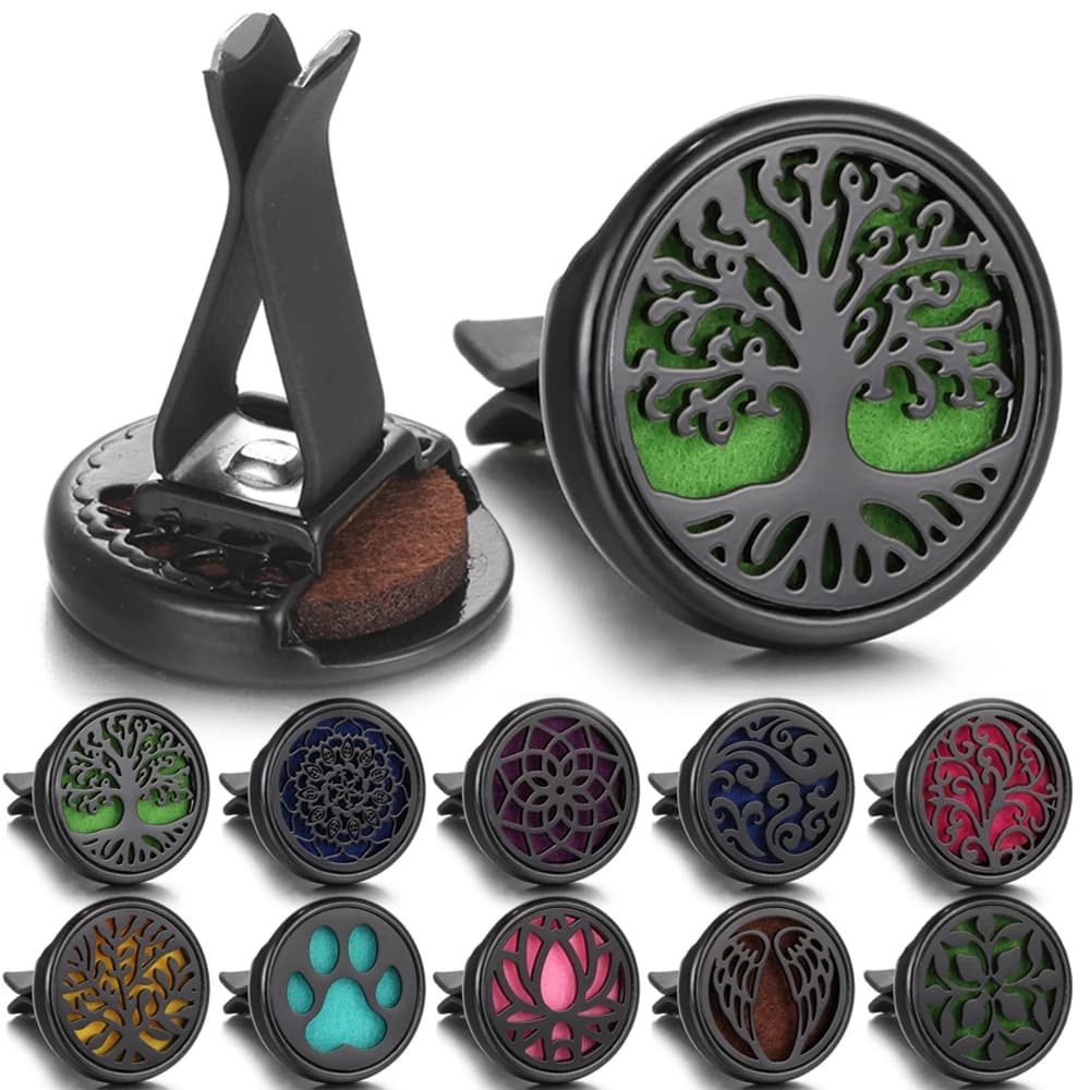 Black Perfume Diffuser Clip Automatic Deodorant for Car Stainless Steel Alloy Aromatherapy Diffuser Medal of Essential Oils