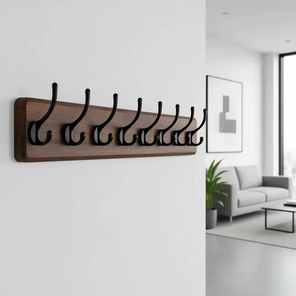 Appendiabiti da Parete in Legno di Pino con 10 Ganci per Appendere Vestiti, Accappatoi e Asciugamani