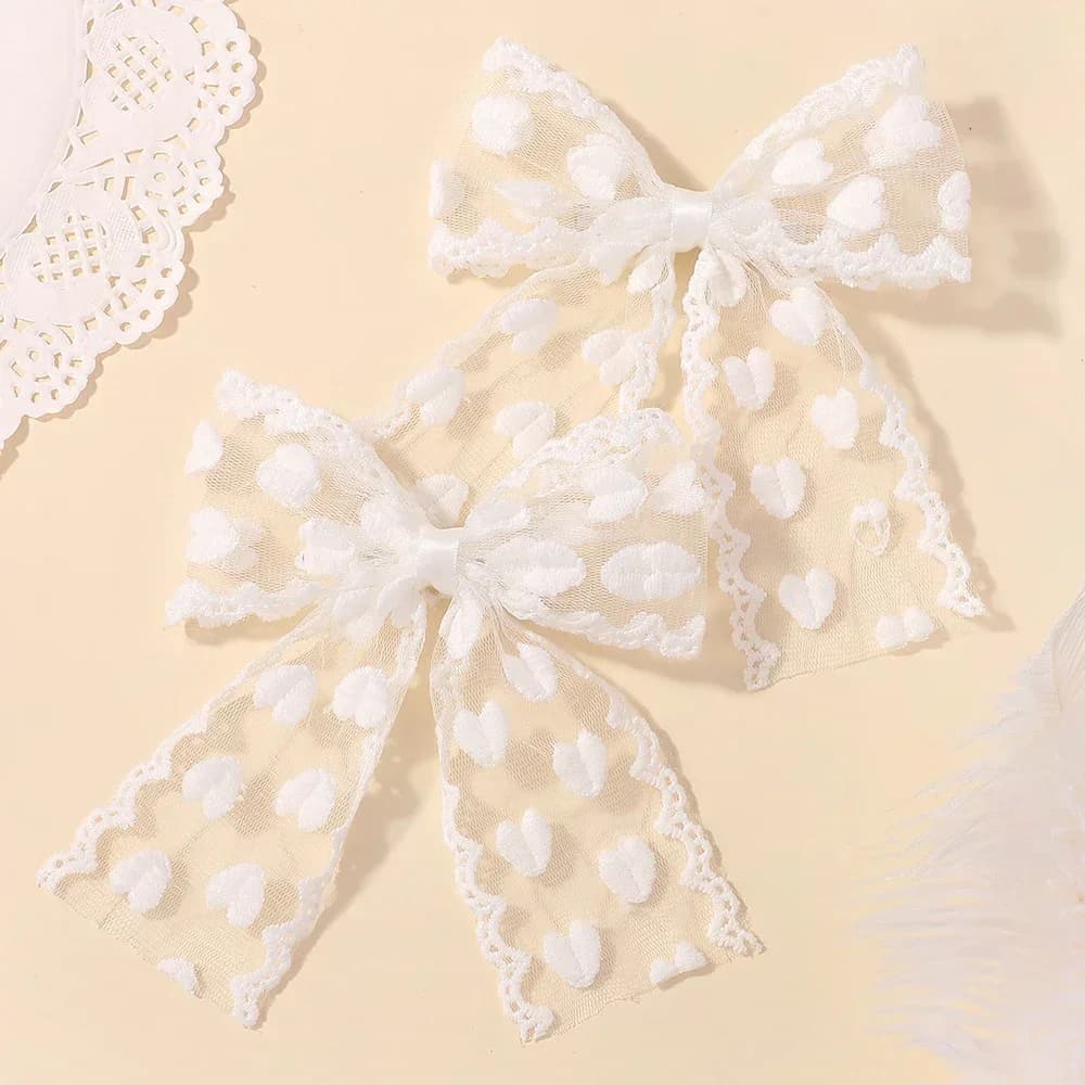 ARCHIOSO 2 pezzi fermagli per capelli con fiocco a forma di cuore in filato adorabile per ragazze fiocchi da fata mollette per capelli copricapo accessori per capelli per bambini