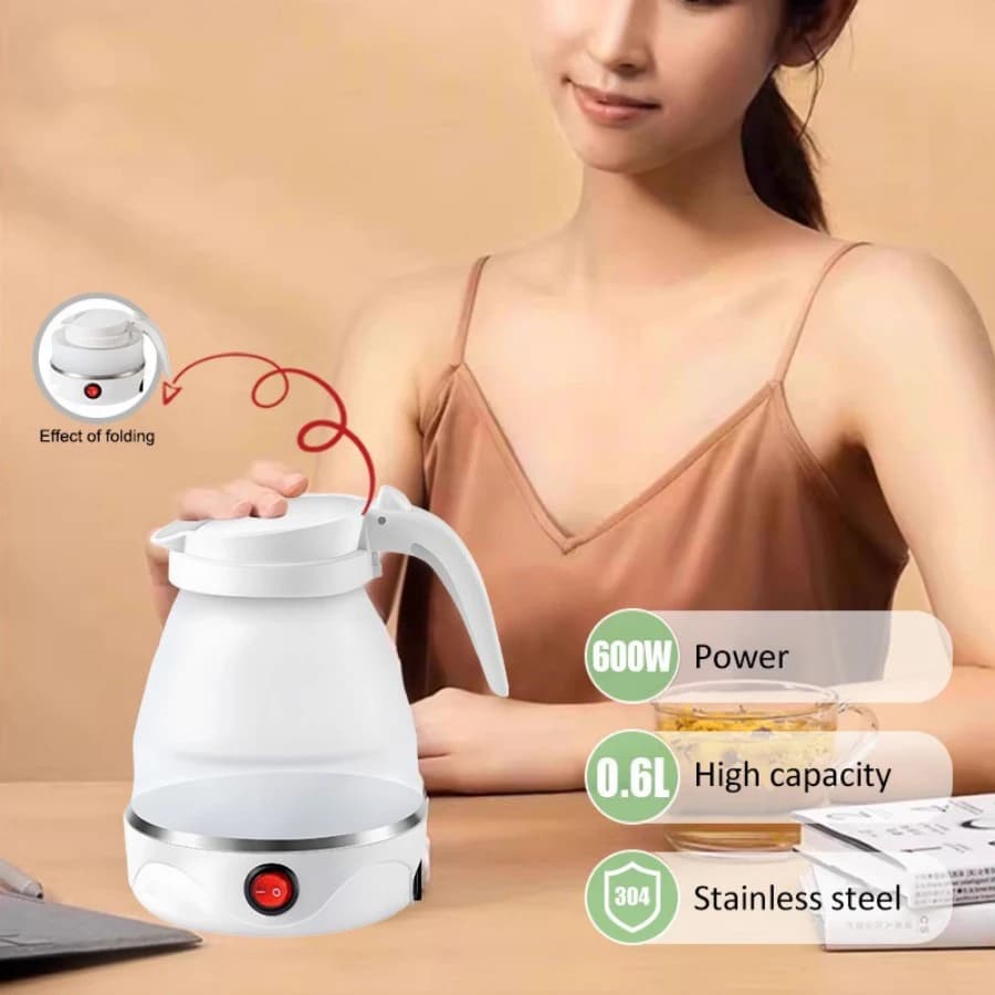 Electric kettle Foldable and Portable 600ML, Kitchen appliance for Travel and Home