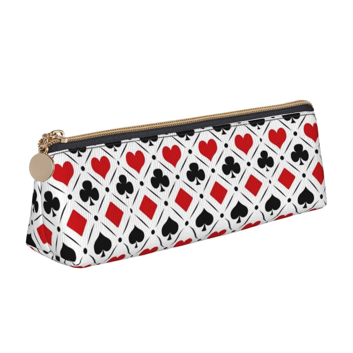 Playing Card Suits Symbols Pencil Case for Students School Large Storage Pen Box Pencil Bag Stationery Supplies Pen Holder Bag