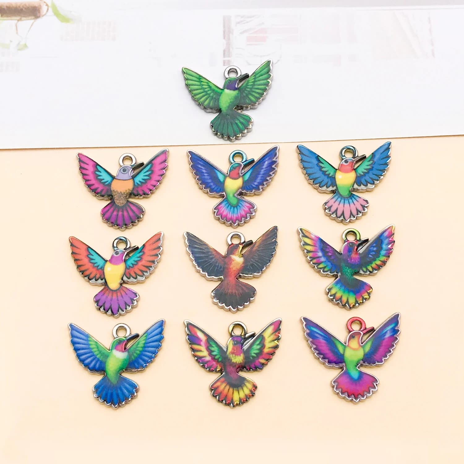 5/10pcs 19x21mm Acrylic Colorful Hummingbird charms pendants DIY accessories Craft for Necklace earrings keychain Jewelry making