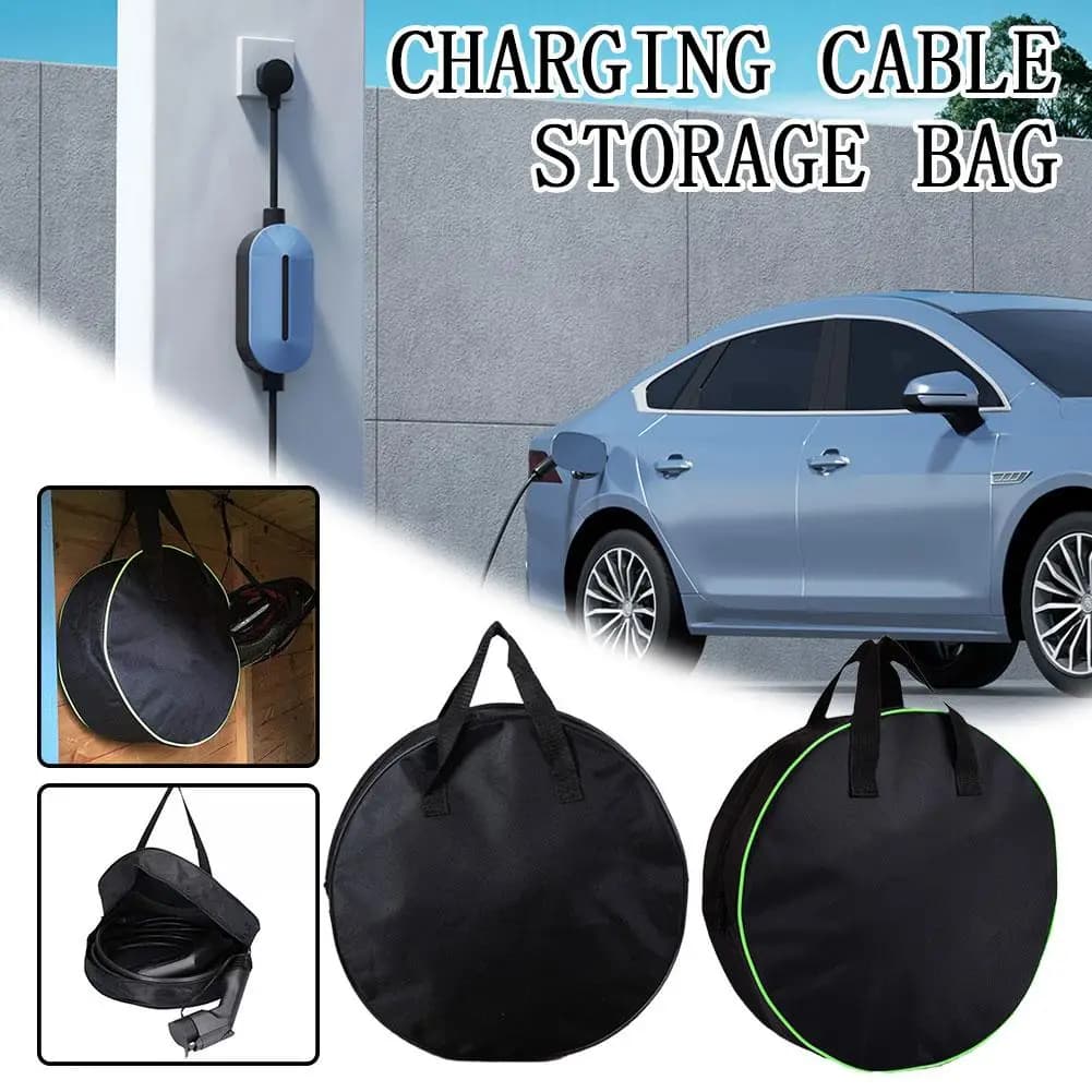 Heavy Duty Round Car Charging Cable Holder, Waterproof Oxford Fabric, Car Tool Organizer, Accessories