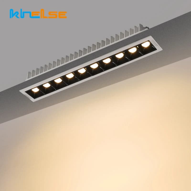 Luci a griglia lineare a LED da incasso tiristore dimmerabile antiriflesso faretto a striscia lunga soggiorno lampada da soffitto per ufficio 4W 10W 30W