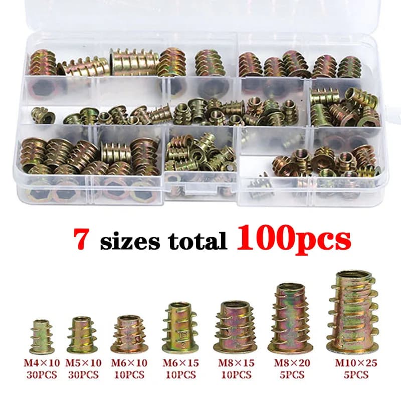 100 Pz M4 M5 M6 M8 M10 Inserto Esagonale Filettato Dado Drive Driver Vite Per Legno Inserti In Ottone Dadi Mobili Esagono Incassato Vite Inserti