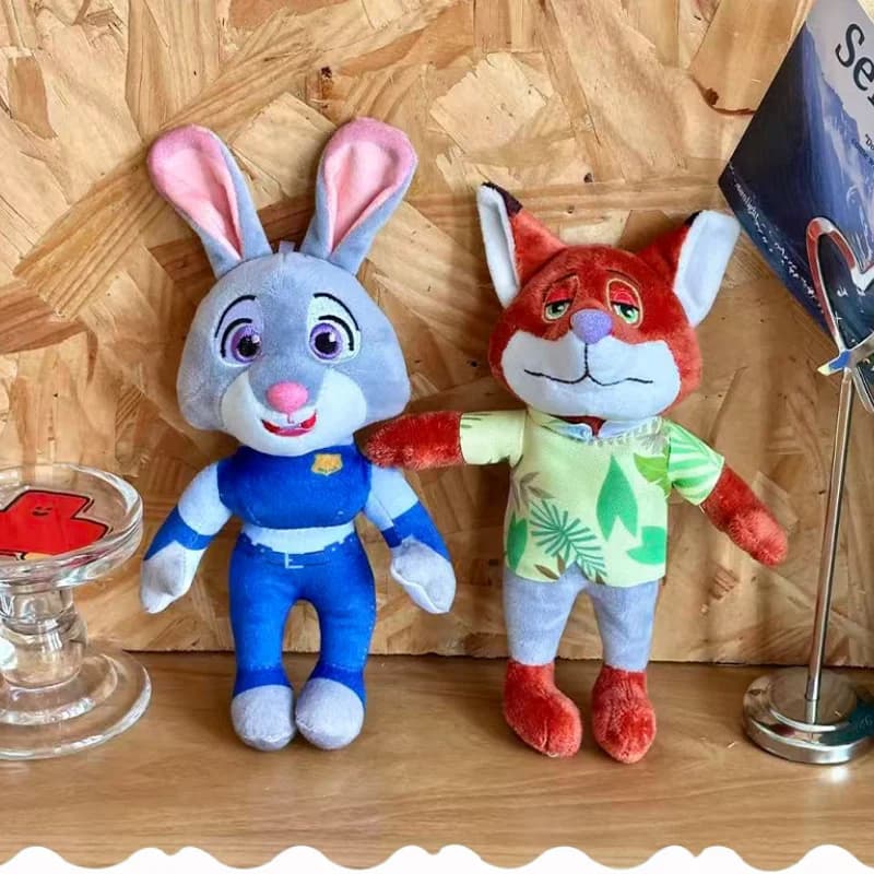Kawaii Disney Plush Keyring Zootopia Judy Hopps, Nick Wilde Shape Creative Pendant for Backpack, Christmas Gift for Couples and Friends