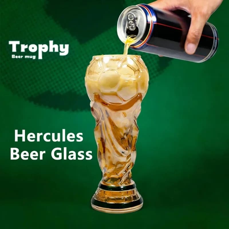 Bicchiere da Birra a Forma di Trofeo di Calcio, Tazza Sportiva Resistente e Spessa per Bar, Pub, Feste, Regalo per Tifosi, Articoli per la Casa