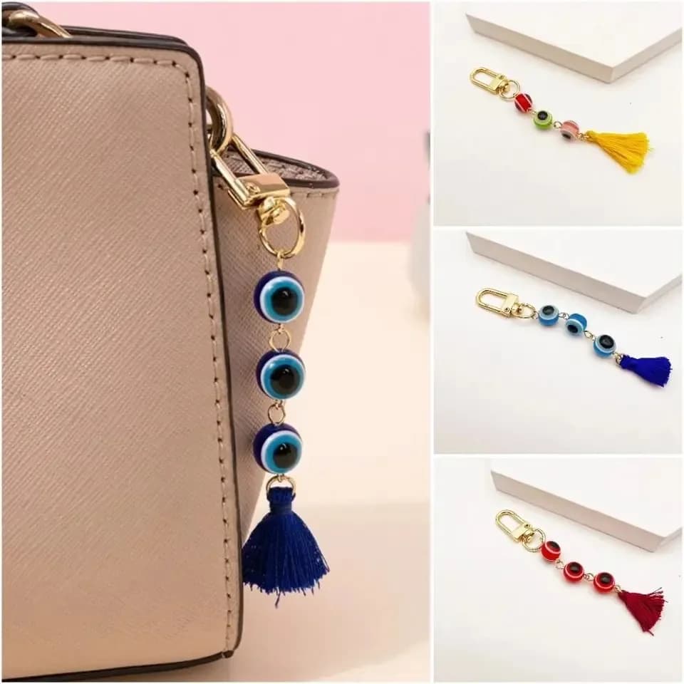Creativo unico fortunato turco malocchio portachiavi moda squisita colorato nappa pendente demone occhio portachiavi auto gingillo regalo