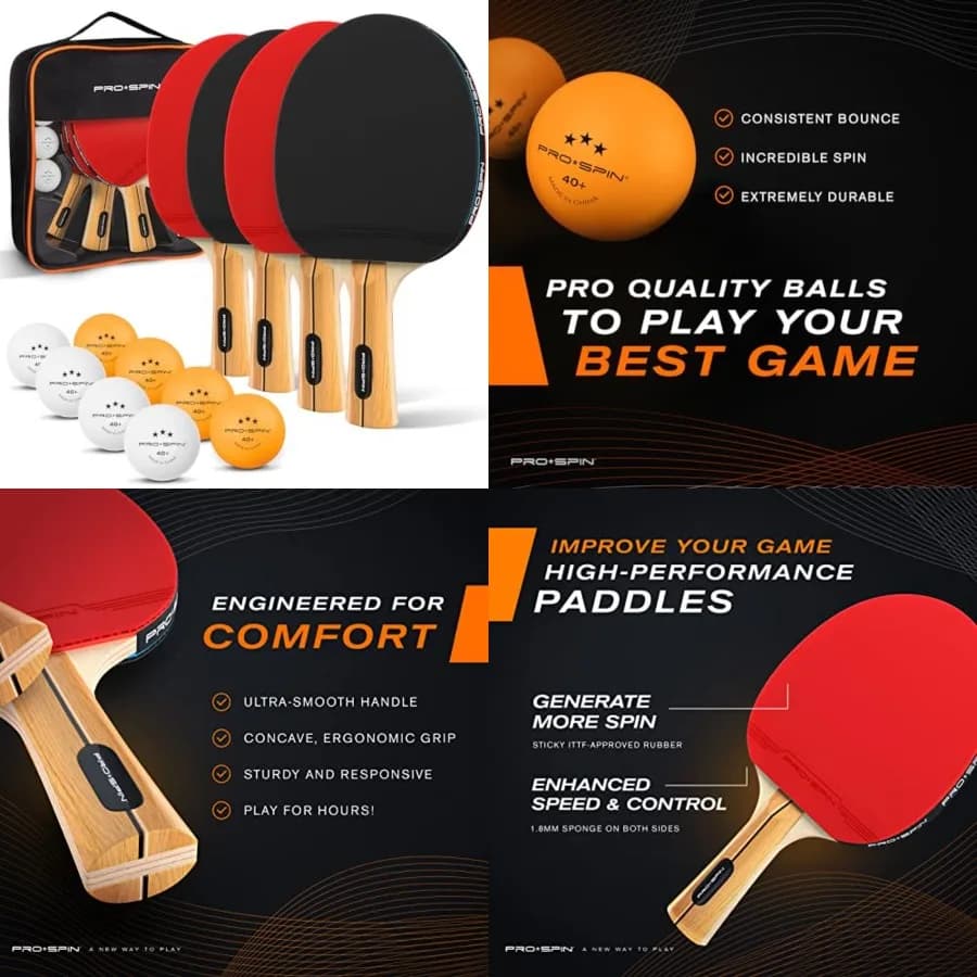 Set di Racchette da Ping Pong ad Alte Prestazioni con Racchette Premium, Palline da Ping Pong a 3 Stelle, Custodia Compatta Professionale