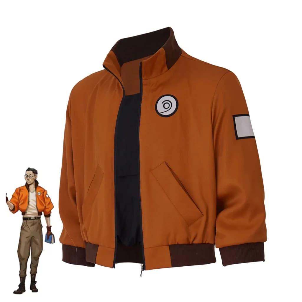 Costume Cosplay Disco Elysium Kim Kitsuragi, Giacca Arancione, Giacca Baseball Corta con Zip Kim Kitsuragi, Giacca Casual da Pilota