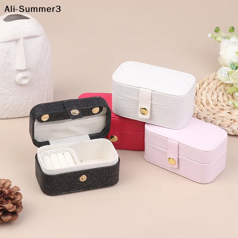 【Nm】Portable PU Travel Ladies Jewelry Box Simple Ring Necklace Earrings Storage Minimalist Style Daily Travel Storage Box