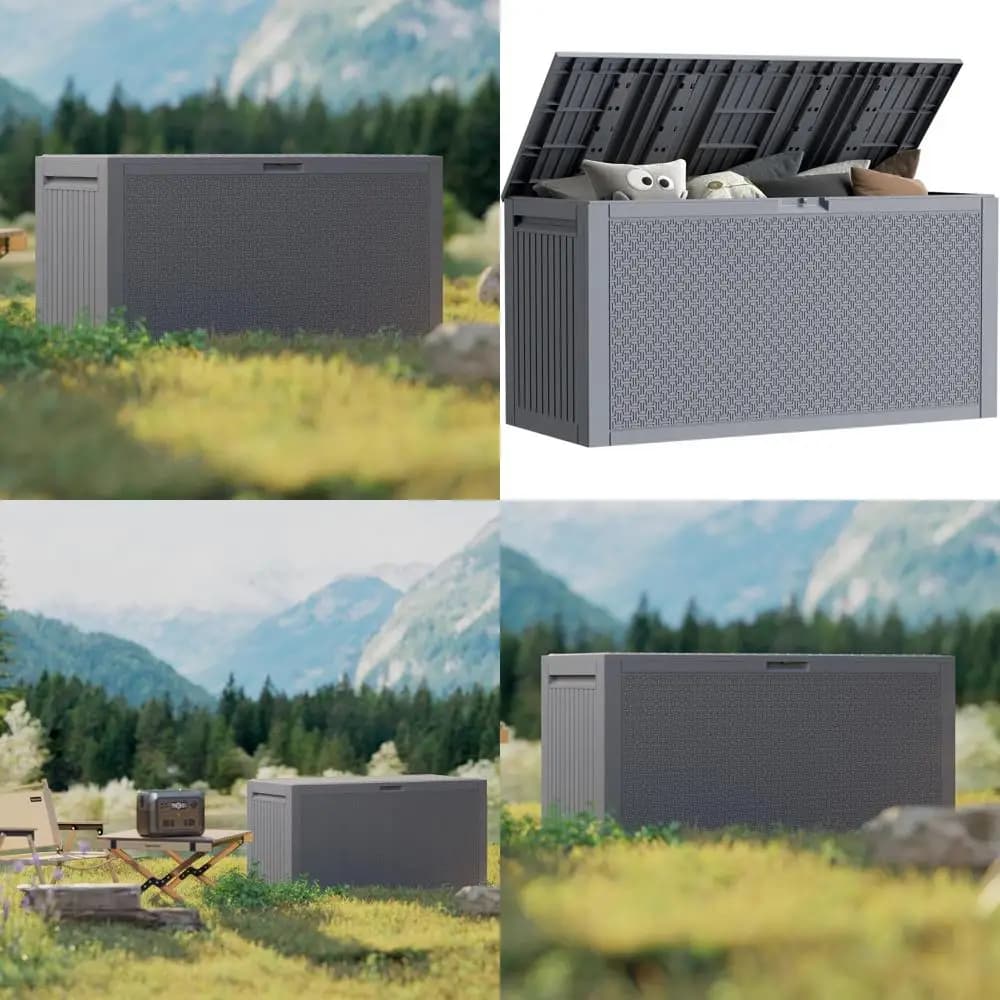Contenitore da Esterno con Chiusura a Chiave da 90 Galloni - Scatola Impermeabile per Cuscini da Patio e Tubi da Giardino in Grigio
