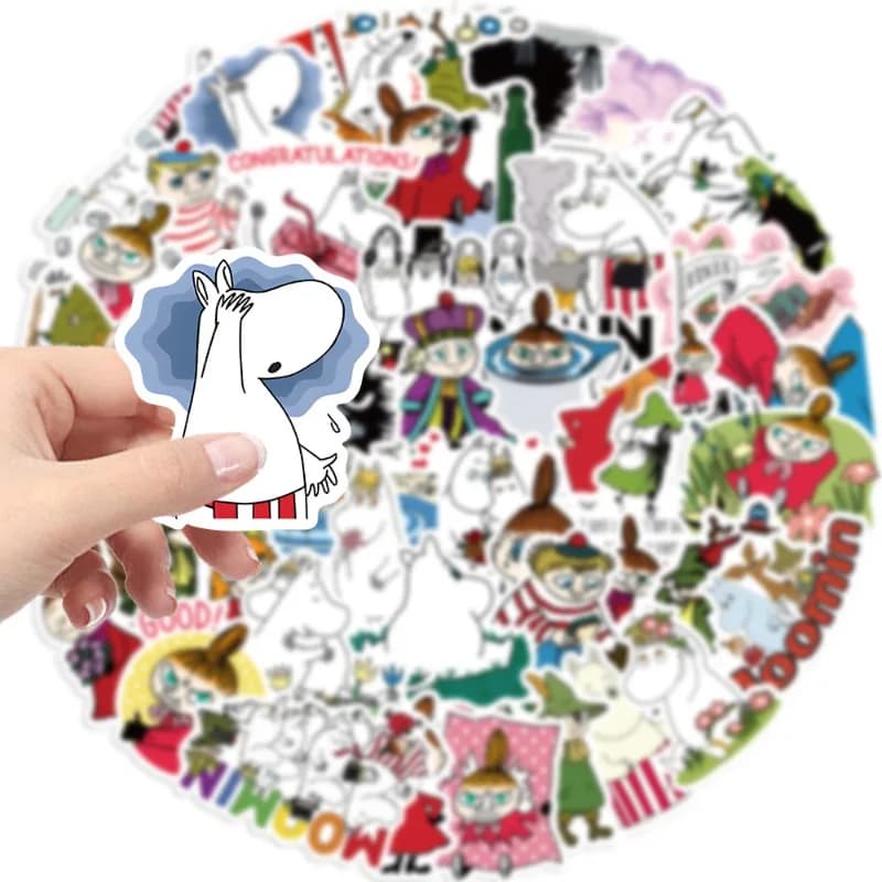 50 Pezzi Adesivi Impermeabili Moomin, Decorazioni Fai-da-Te per Scrapbooking, Decalcomanie per Diari e Planner