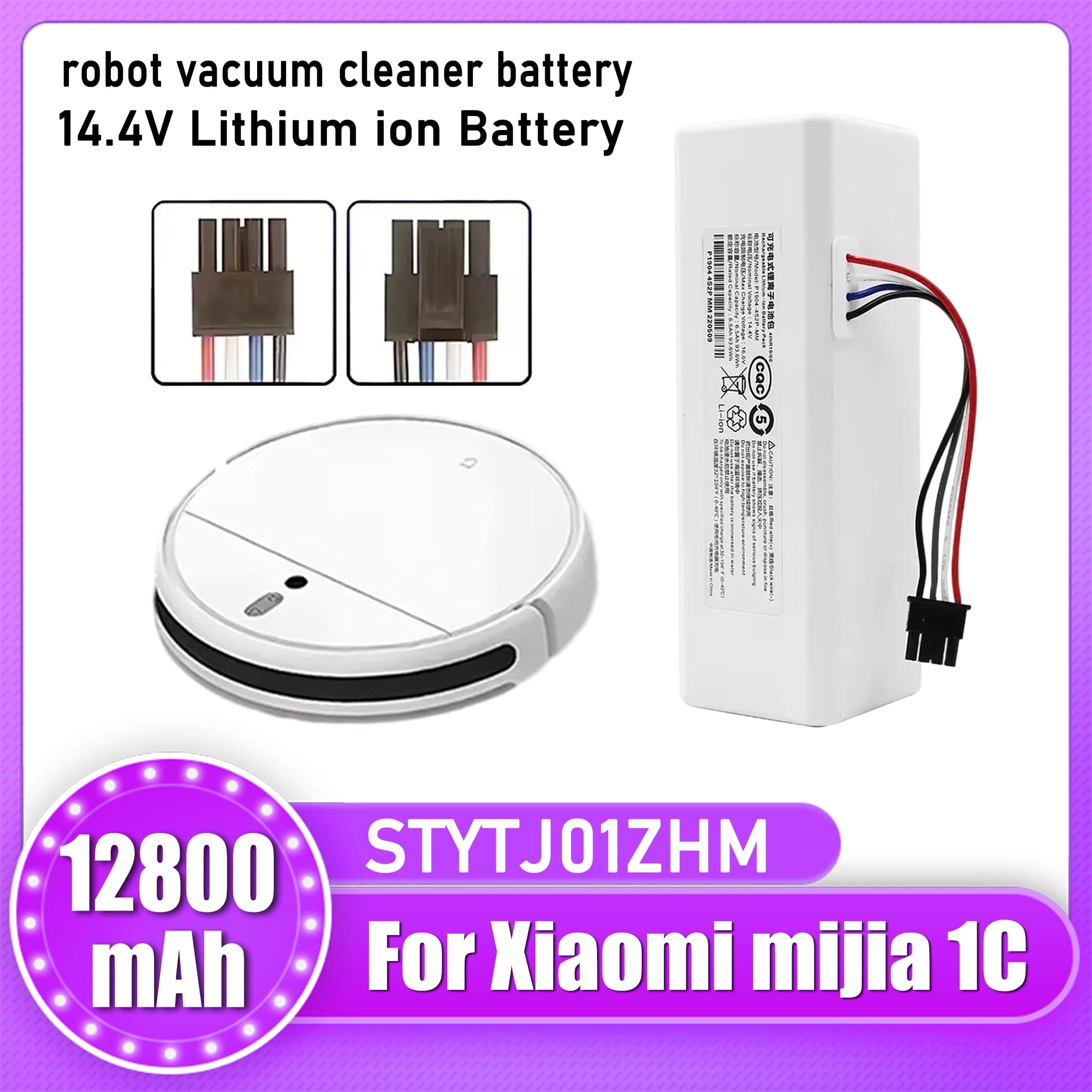 For Xiaomi Mijia 1C STYTJ01ZHM Robot Vacuum Cleaner 14.4V Lithium ion Replacement Battery