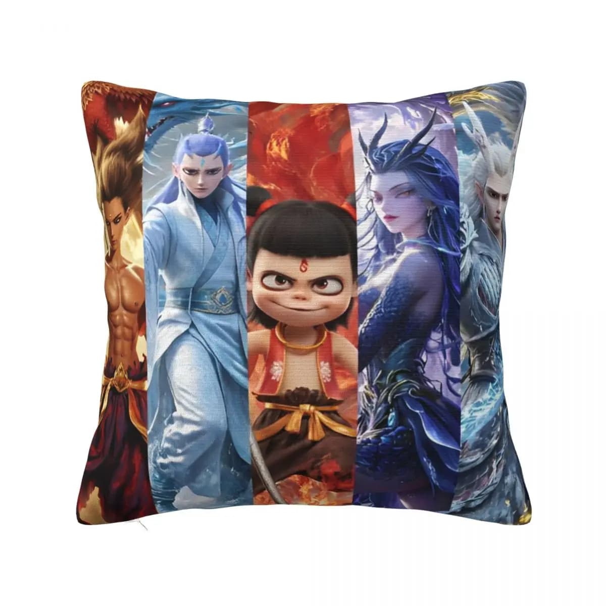 Nezha Nascita Del Demone Federe per Cuscini per Bambini Ne Zha Cartoon Movie Fodere per Cuscini Decorazione con Cerniera Federa per Sedile 40x40 cm