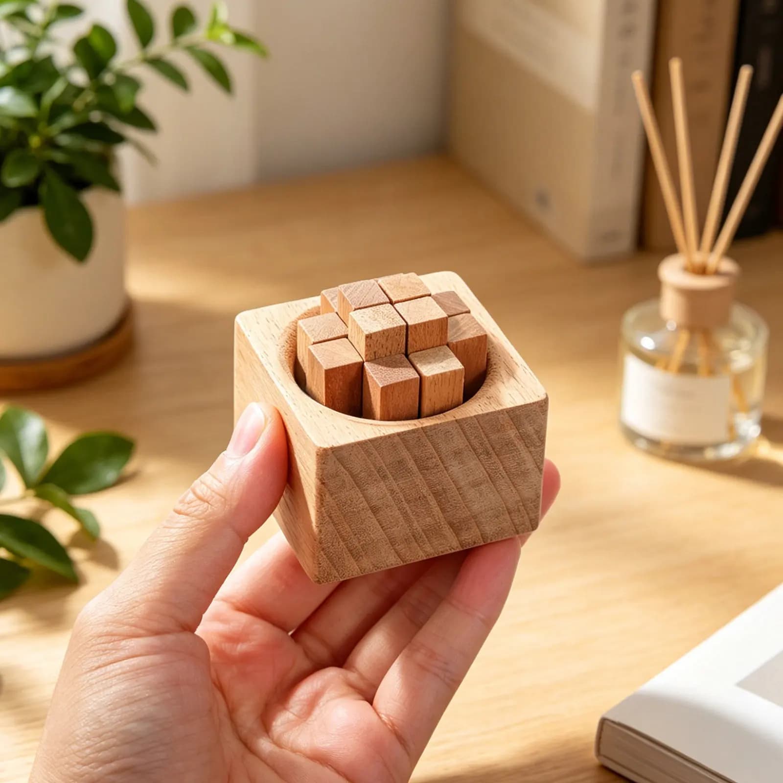 Artisan Wooden Essential Oil Diffuser Natural Grain Design Aromatherapy Diffuser for Home Office