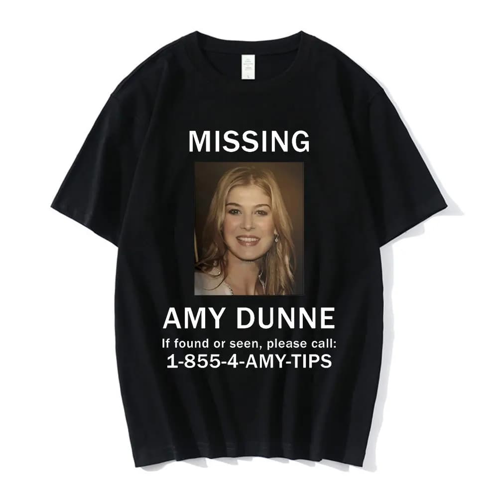 T-shirt da uomo Amy Dunne Missing Poster Hip Hop Rapper, girocollo, maniche corte, moda estiva, casual, unisex, oversize