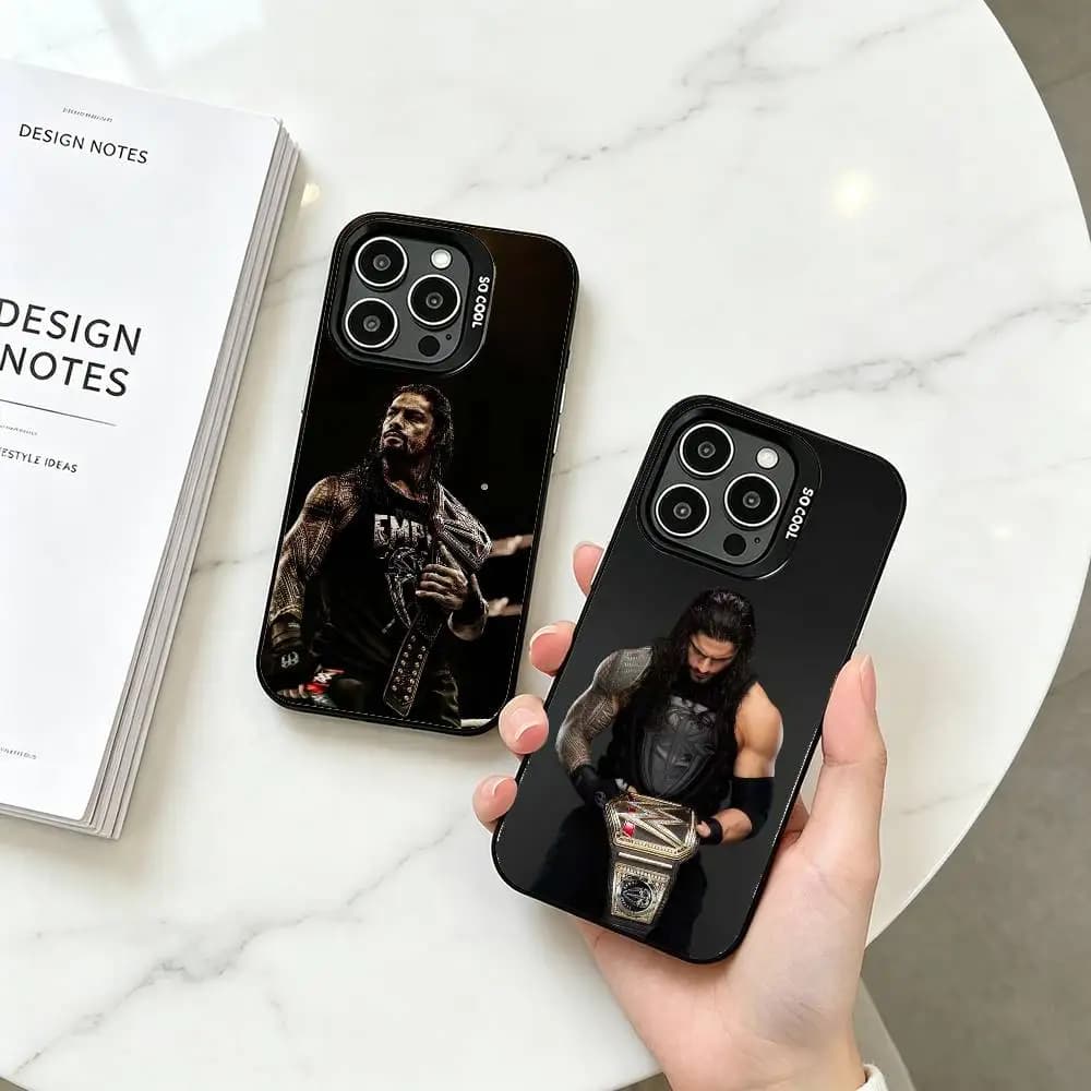 Wrestler R-Roman Reigns Phone Case For iPhone 17,16,15,14,13,12,11 Plus,Pro Max,XS,Colored Silver Plated Inside Cover