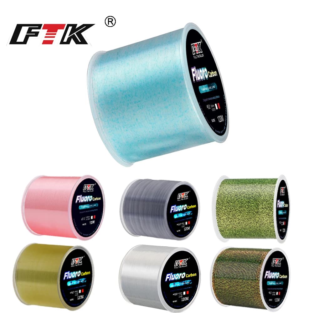 FTK 120m Lenza da pesca invisibile Lenza da pesca con rivestimento in fluorocarbonio maculato 0,20mm-0,50mm 4.13LB-34.32LB Linea maculata super resistente