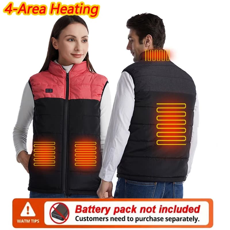 Heat-heated unisex heat-heated 4-area winter vest warm-heated vest Hot vest for outdoor sports (Not included The Power Bank)