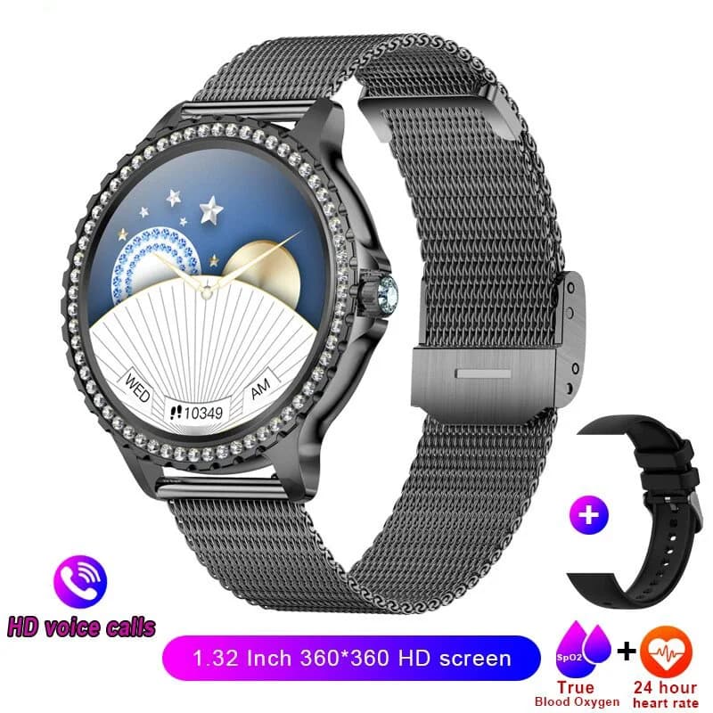 Fashionable Women's Smartwatch with BT Call, 1.32 Polish Round Screen, Health Monitoring, Waterproof, I58 Women's Smart Watch