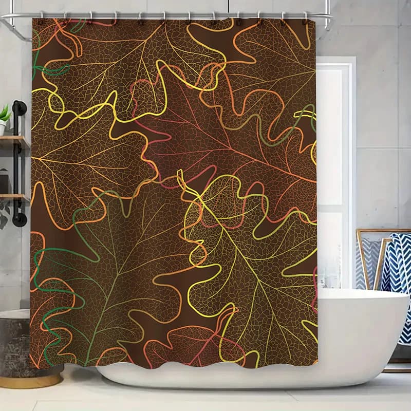 Tenda da bagno a foglie colorate con motivo autunnale rustico Tenda da doccia in tessuto impermeabile per l'arredamento del bagno